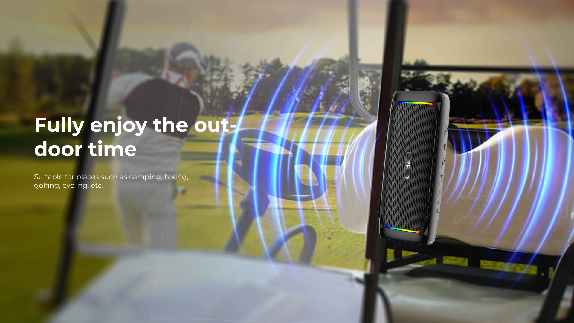 2024 New Golf Cart for Speaker 30W HD Sound IPX5 Waterproof Clip-On Design with 15H Playtime for Outdoor/Course Use