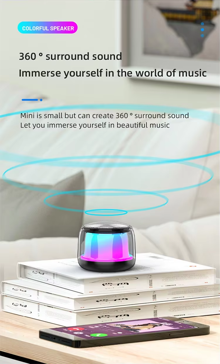 2025 Waterproof Stereo BT S500 Outdoor Wireless Dj Party Mini RGB Smart Portable Gaming Colorful LED Speaker