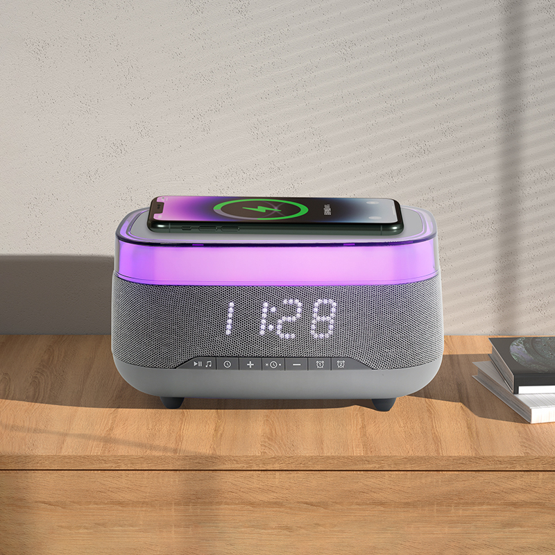 2025 New Multifunction Smart Blue Tooth Speaker with Wireless Charger and Alarm Clock