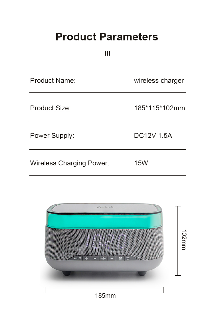 2025 New Multifunction Smart Blue Tooth Speaker with Wireless Charger and Alarm Clock