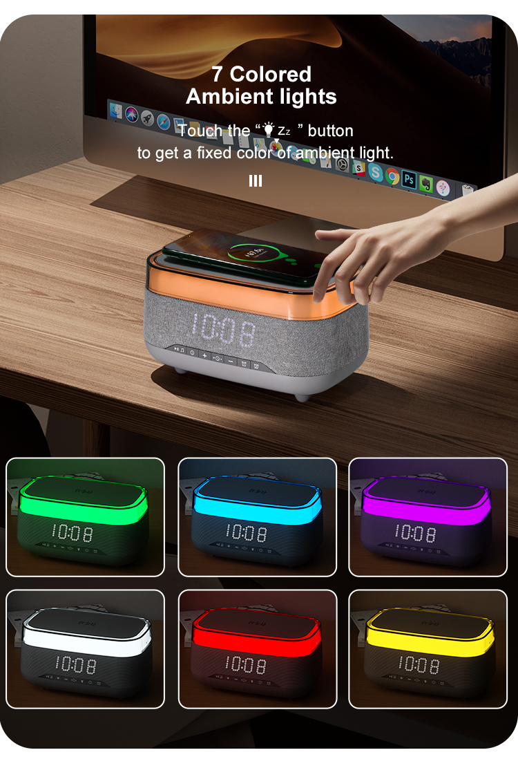 2025 New Multifunction Smart Blue Tooth Speaker with Wireless Charger and Alarm Clock