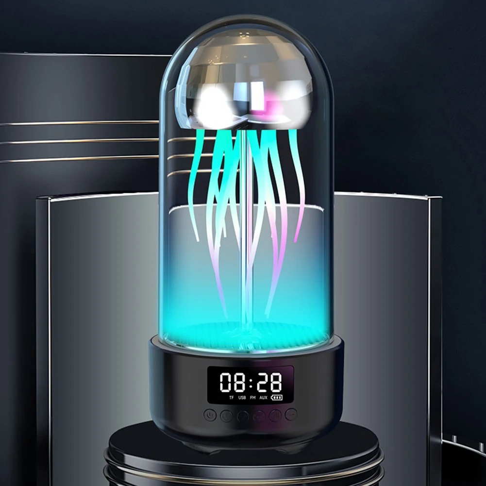 Bluetooth-Compatible Wireless Lighting Speaker with Colorful Light Smart Jellyfish Speaker Subwoofer for Bedroom Decoration